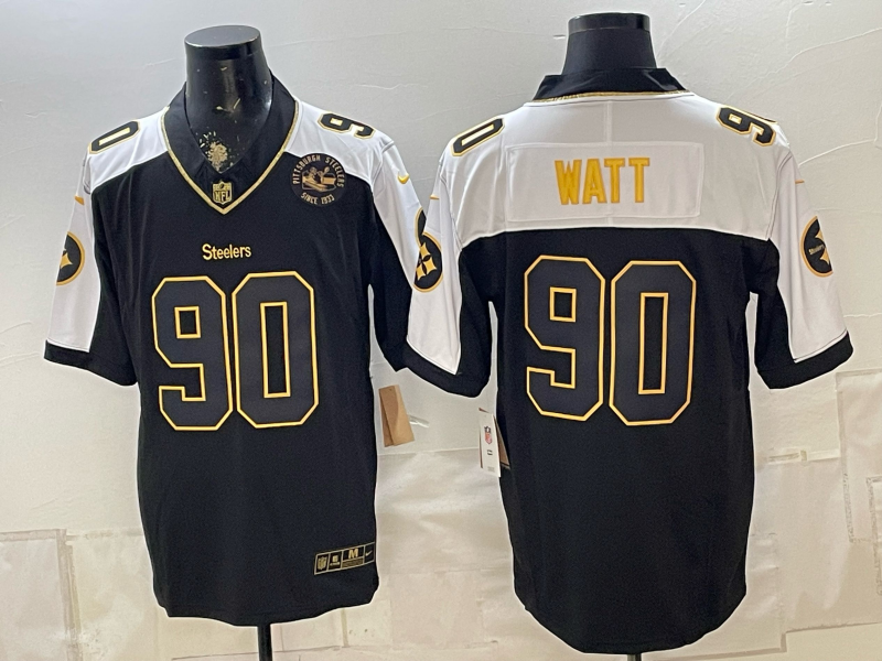 2026 Men Pittsburgh Steelers #90 Watt Black Limited Nike NFL Jersey 0901006